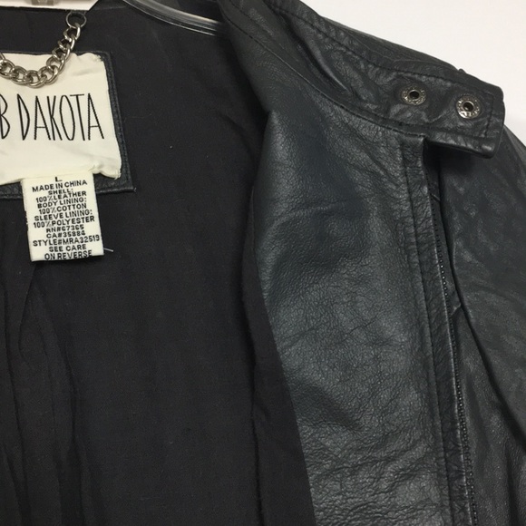 BB Dakota Blue/Gray Leather Moto Jacket, Size L - Picture 6 of 13